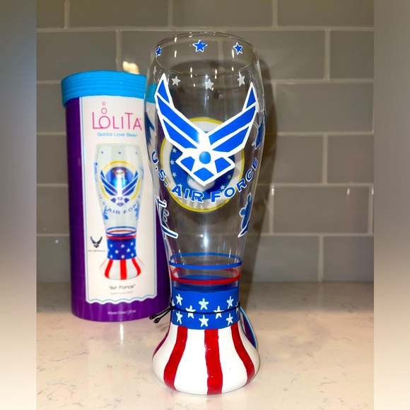 Lolita Hand-painted U.S. Air Force Beer Glass 🍺🇺🇸✈️ - Picture 2 of 4
